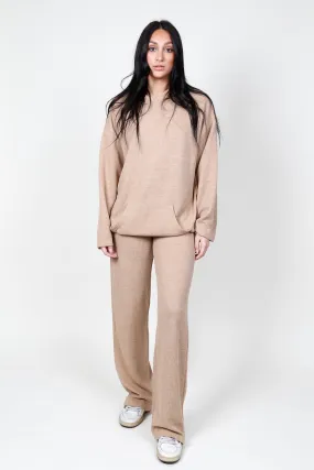 Knitted Hoodie & Pants Set - Apricot