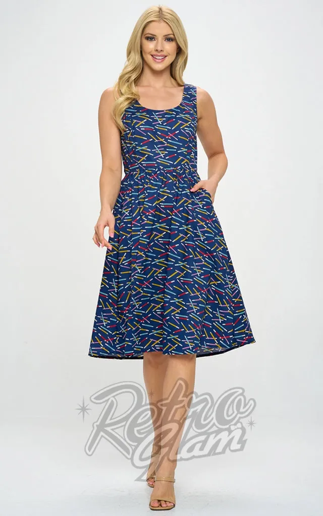 LA Soul Fit & Flare Dress in Pencil Print