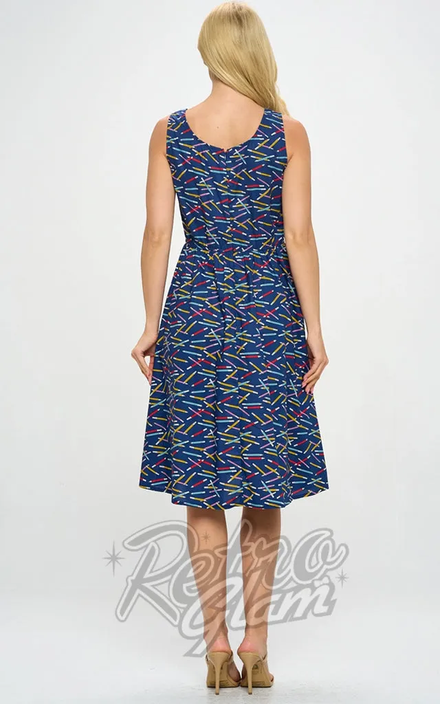 LA Soul Fit & Flare Dress in Pencil Print