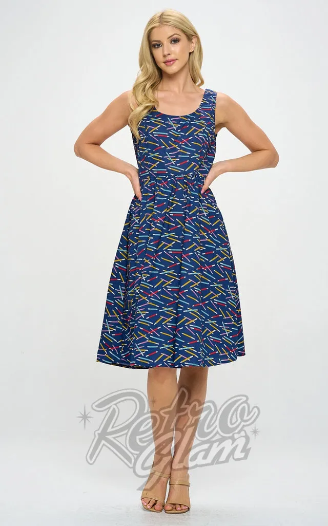 LA Soul Fit & Flare Dress in Pencil Print