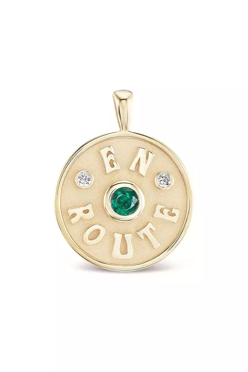 Large En Route Charm - Emerald 14k Yellow Gold