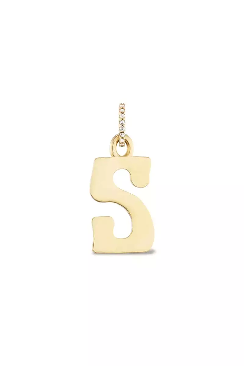 Large Initial Diamond Charm - Yellow Gold