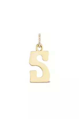 Large Initial Diamond Charm - Yellow Gold