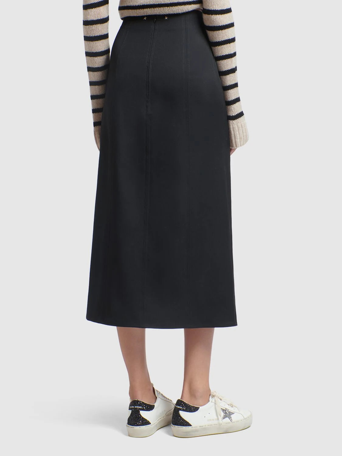 Lilibeth Wool Gabardine Black Maxi Skirt