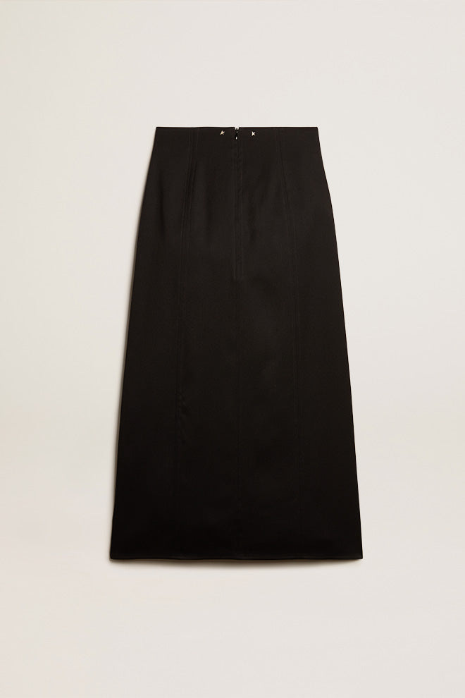 Lilibeth Wool Gabardine Black Maxi Skirt