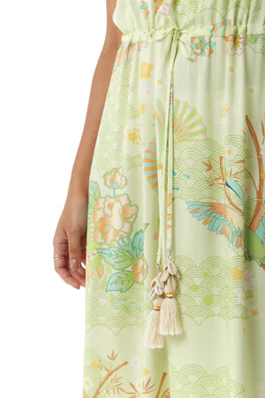 Liquorish Floral And Bird Print Off Shoulder Maxi Dress