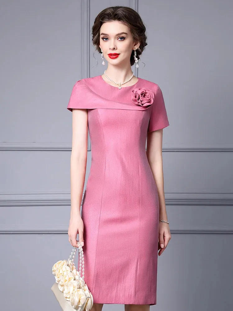 Marina Three-dimensional Decoration Floral Luxury Style Party Elegant Pencil Dress