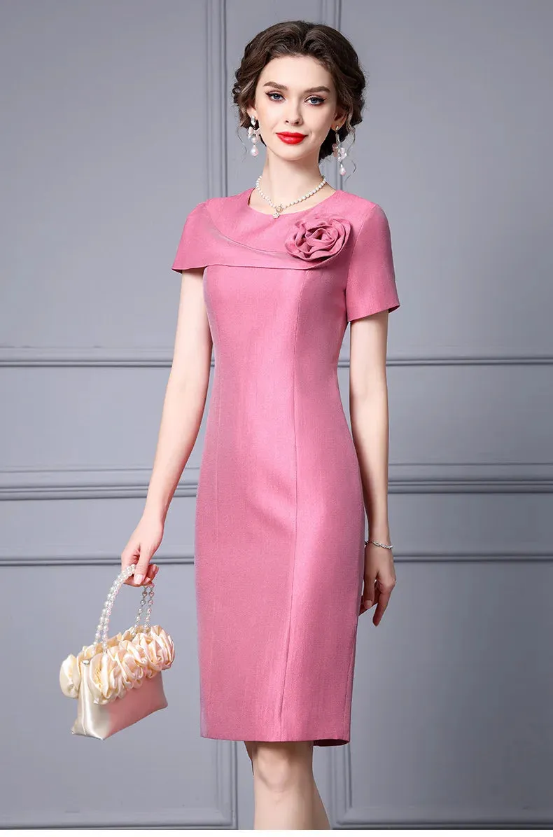 Marina Three-dimensional Decoration Floral Luxury Style Party Elegant Pencil Dress