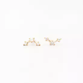 Mini Three-Step Point White Diamond Earrings