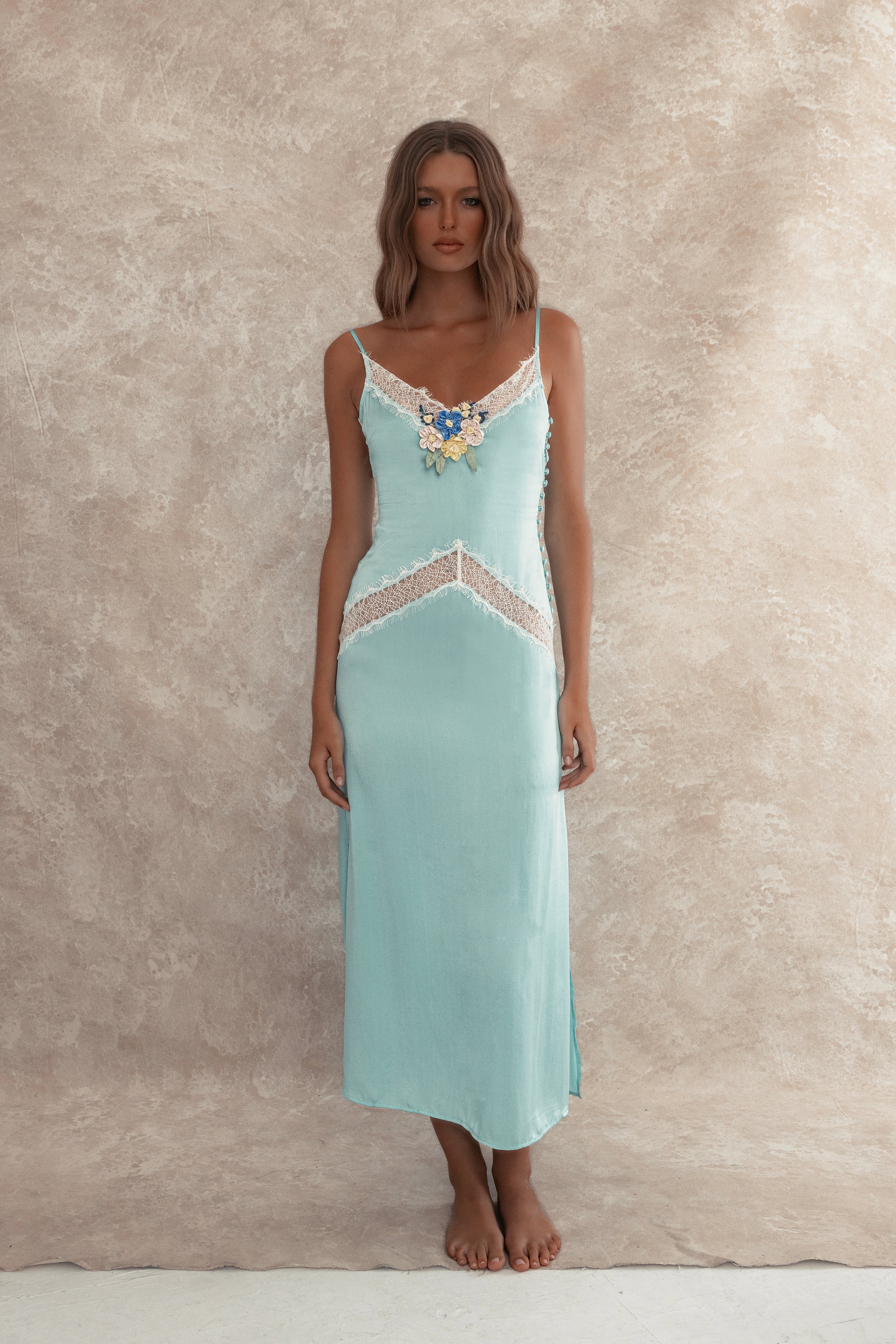 Miss Marie Slip Maxi Dress - Aqua