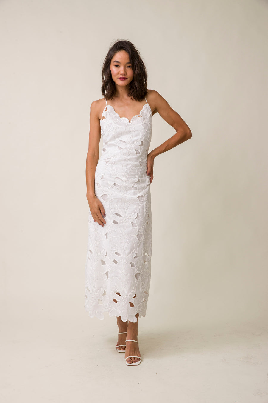 Morning Glory Midi Dress in White