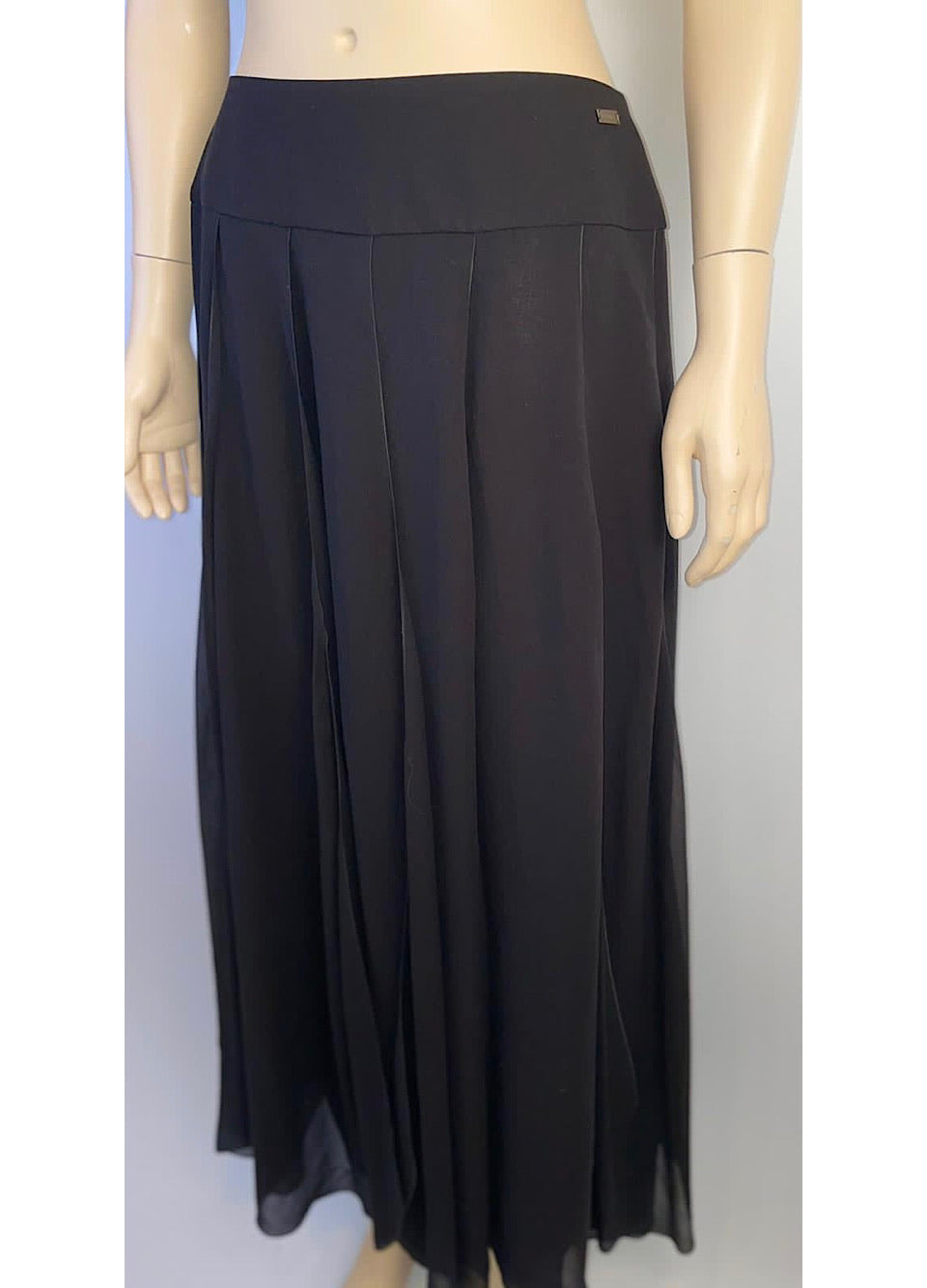 NWT Chanel 00S, 2000 Summer black long chiffon skirt FR 40