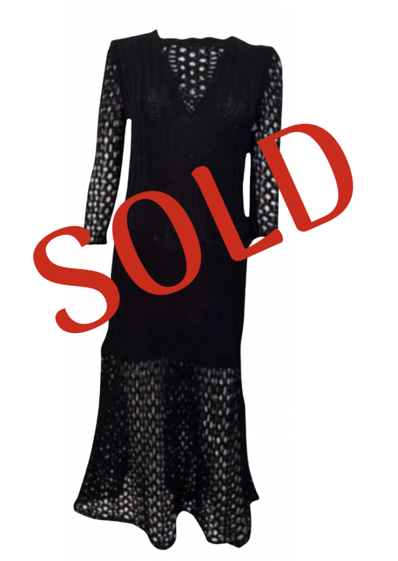 NWT Chanel 14P 2014 Spring Black Maxi Crochet Dress FR 38