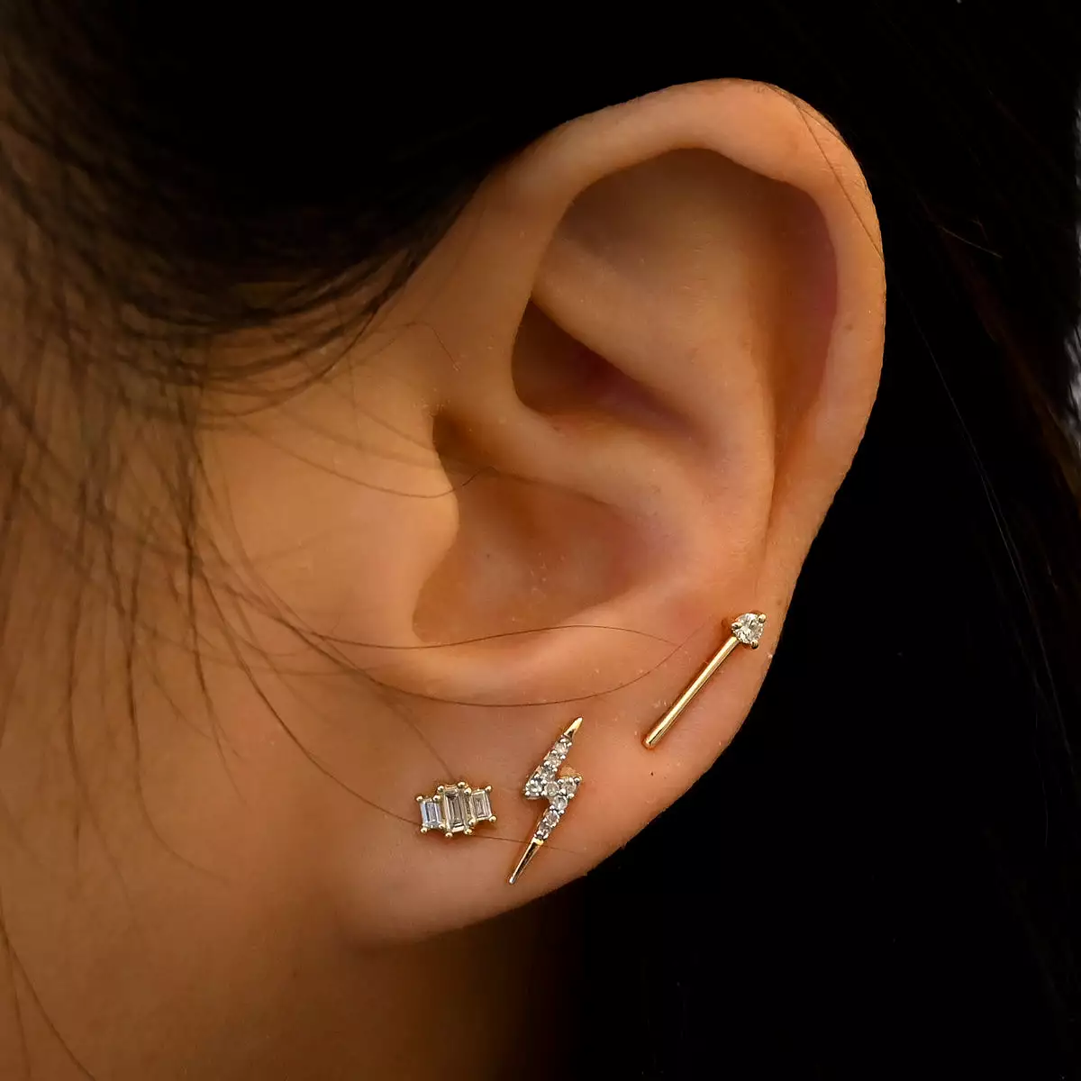 One Step Bar Diamond Earrings