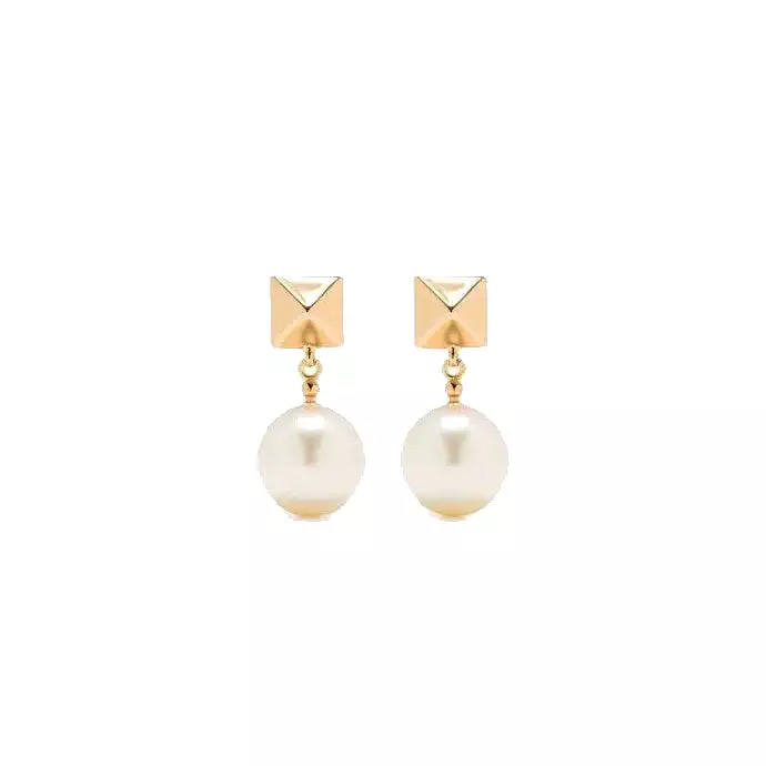 One Stud Pearl Drop Earrings