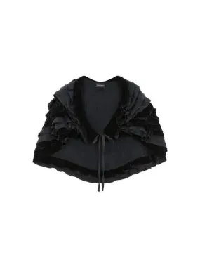 Overseas Station Season Big Chance 8 18 Women s Velor Ruffle Short Cape Black 270526