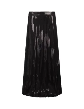 PAROSH Black Godot Sequined Long Skirt