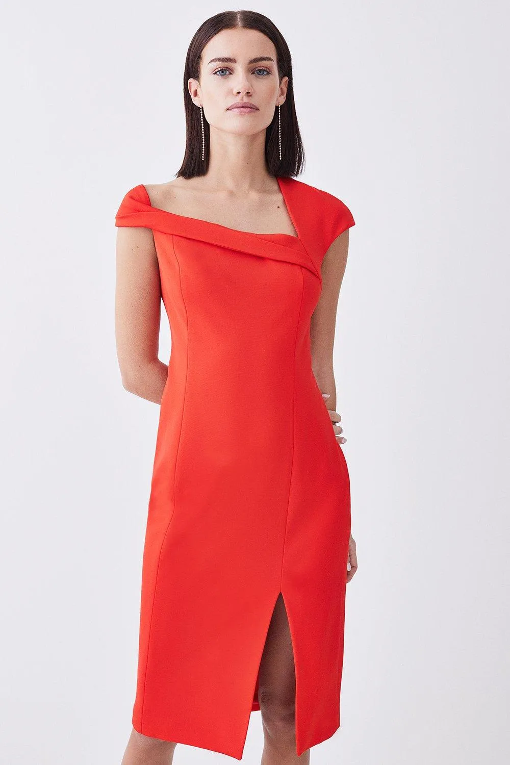 Petite Italian Structured Stretch Pencil Midi Dress | Karen Millen