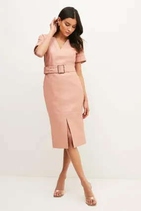 Petite Leather Forever Pencil Dress | Karen Millen