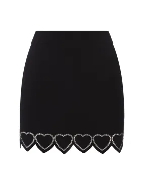 PHILIPP PLEIN Black Cady Mini Skirt Heart