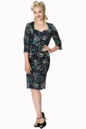 PROUD PEACOCK PENCIL DRESS