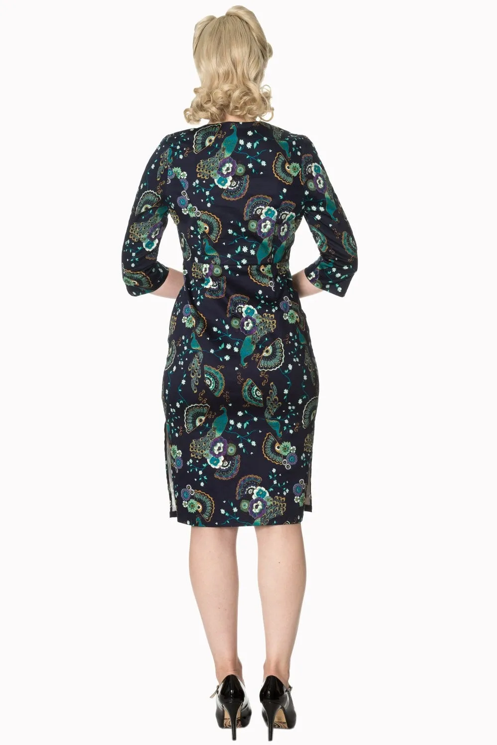 PROUD PEACOCK PENCIL DRESS