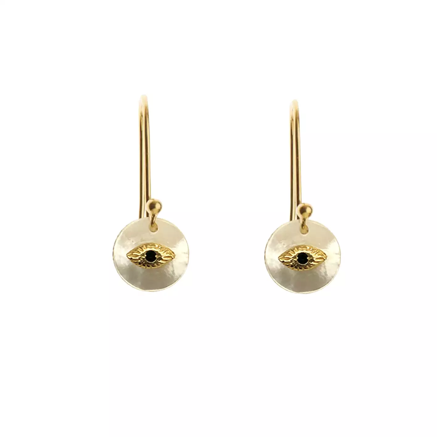 Pyramid Eye Earrings, Mother of Pearl/Gold (pair)