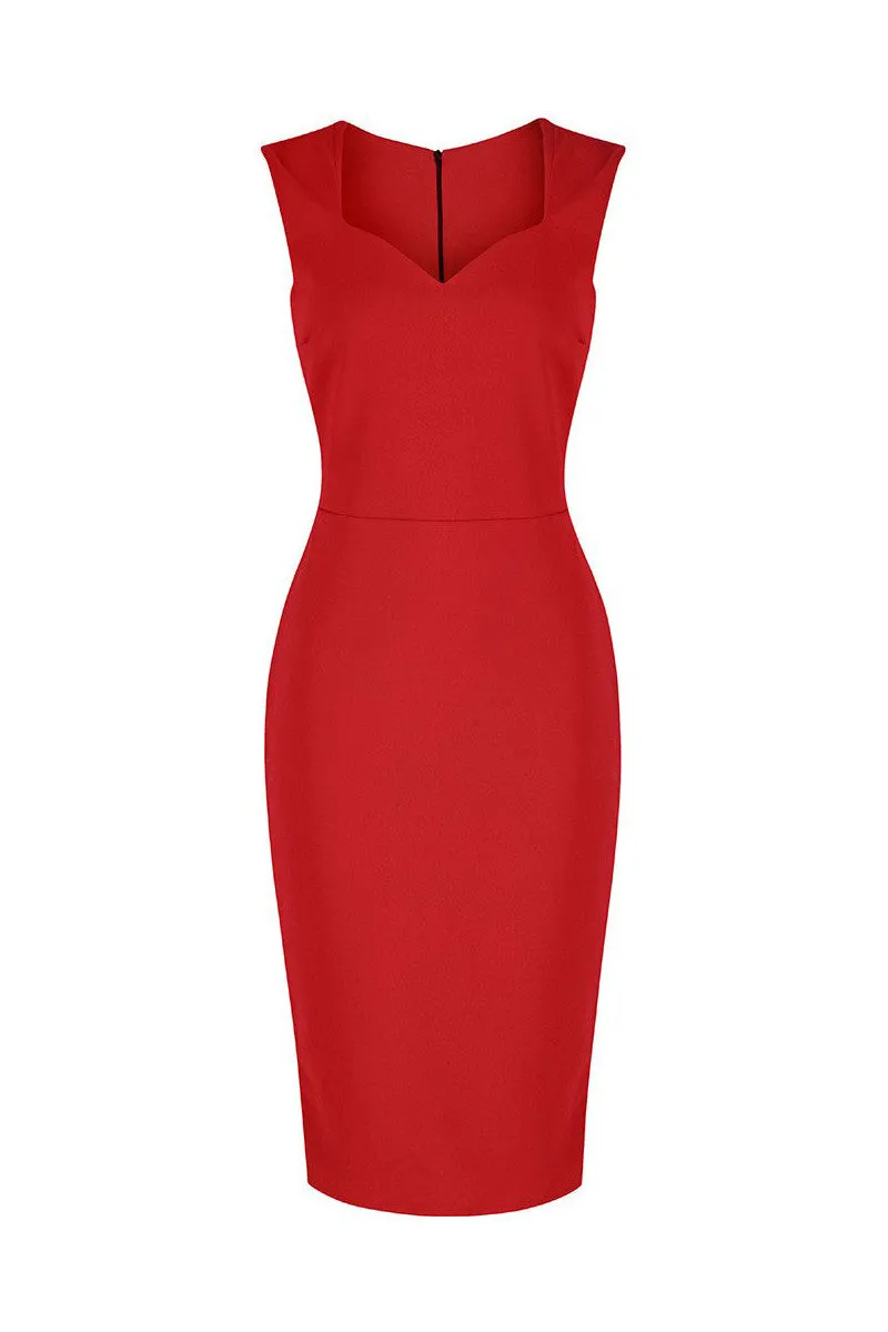 Red 40s Bodycon Hollywood Pencil Dress