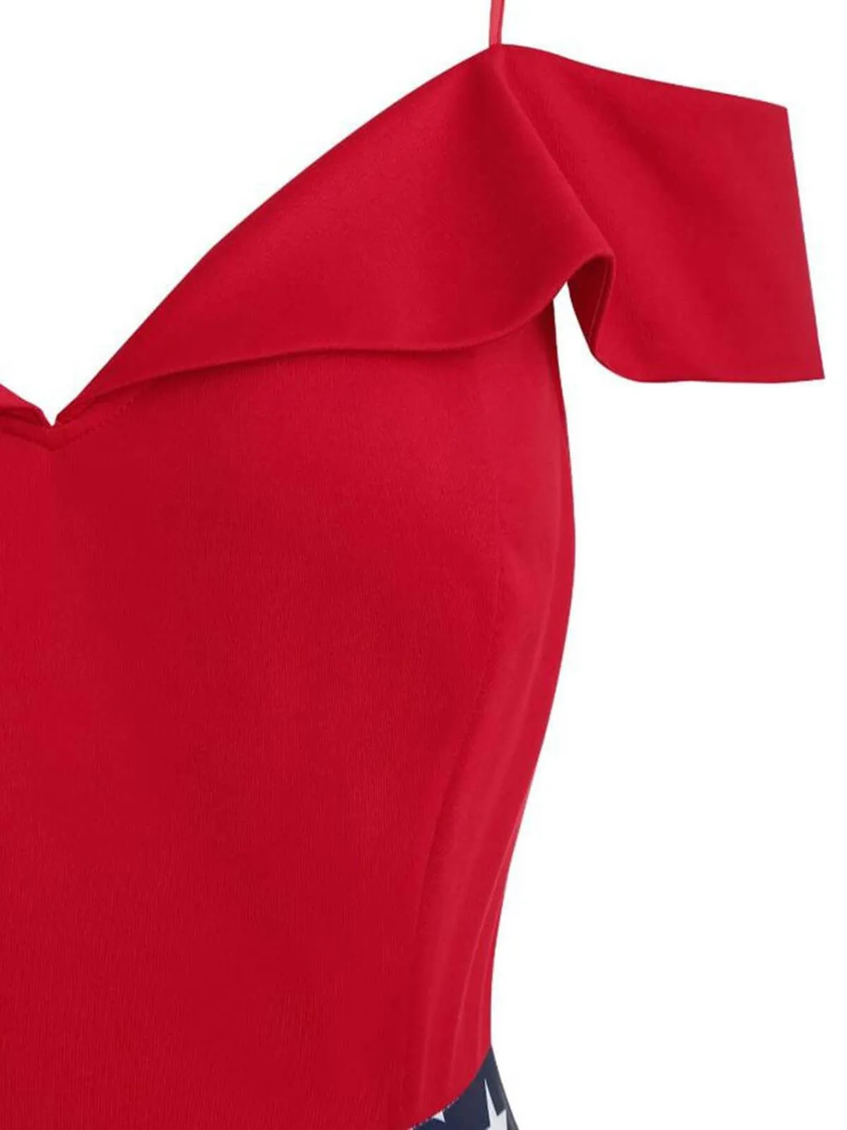 Red Star Cold Shoulder Swing Dress