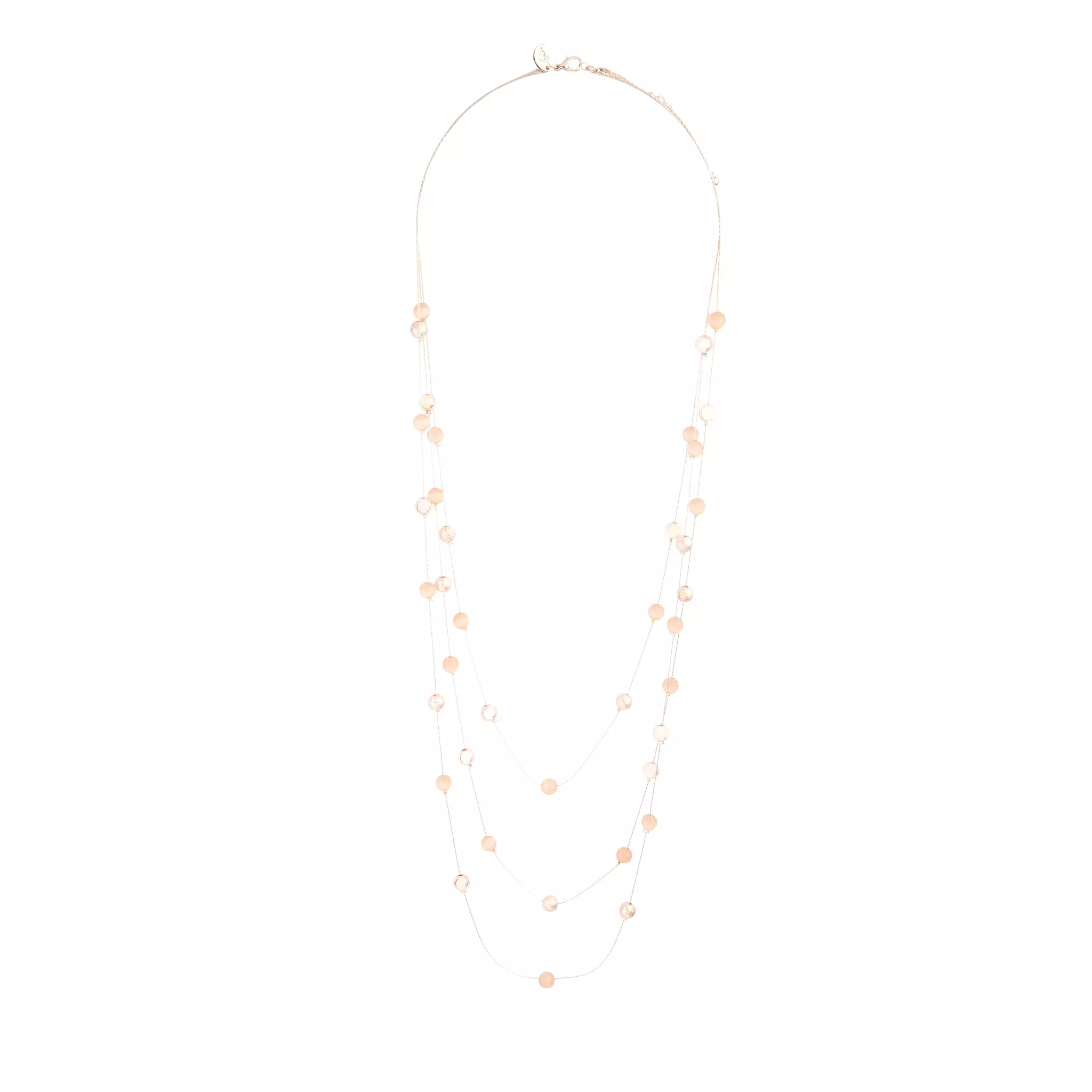 Rose Gold Layered Bead Station Necklace