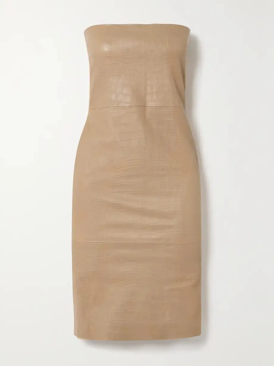 Sahara Embossed Leather Pencil Dress