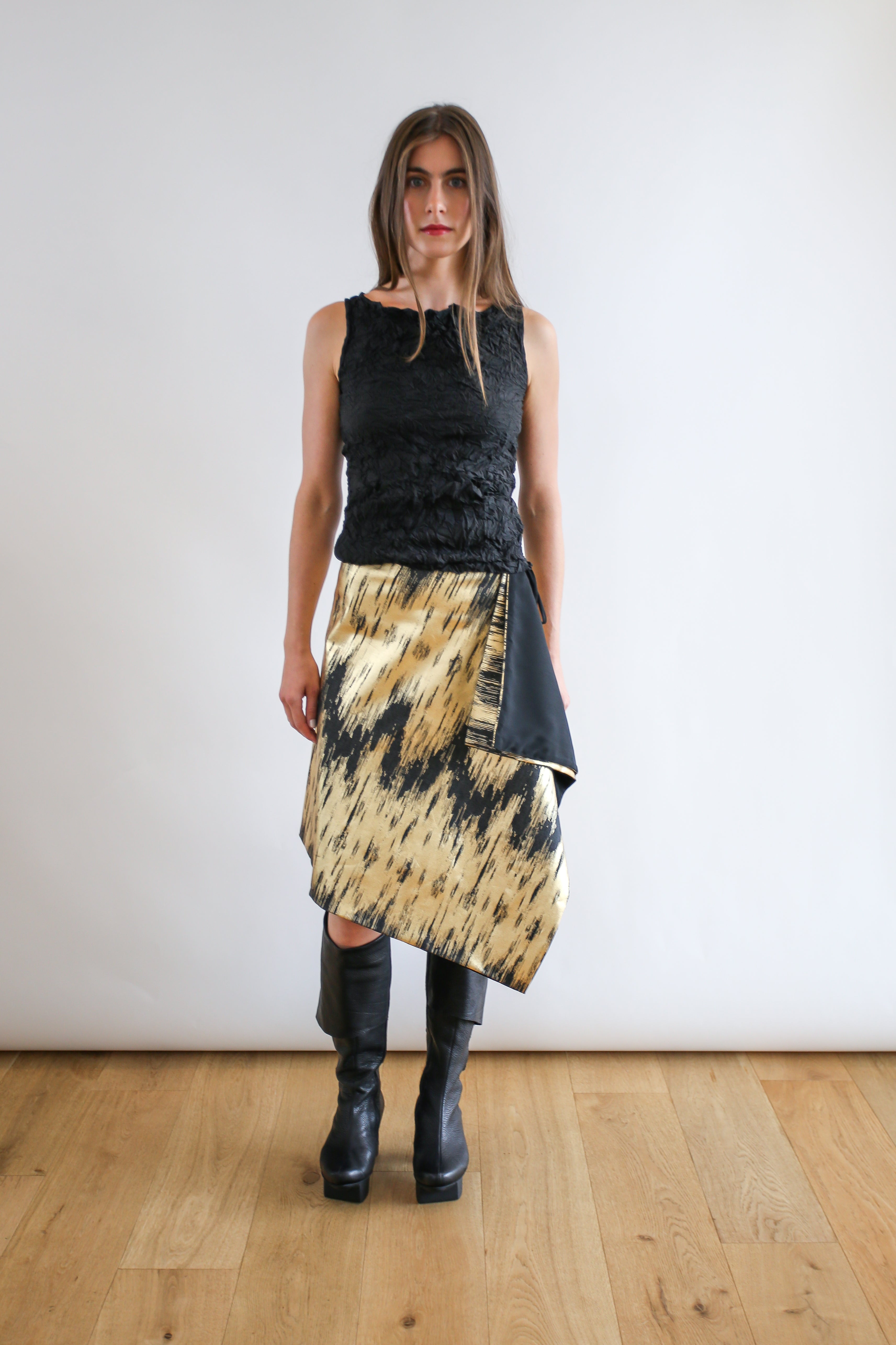 SALE Luxe Square Skirt | Black & Gold Zig Zag