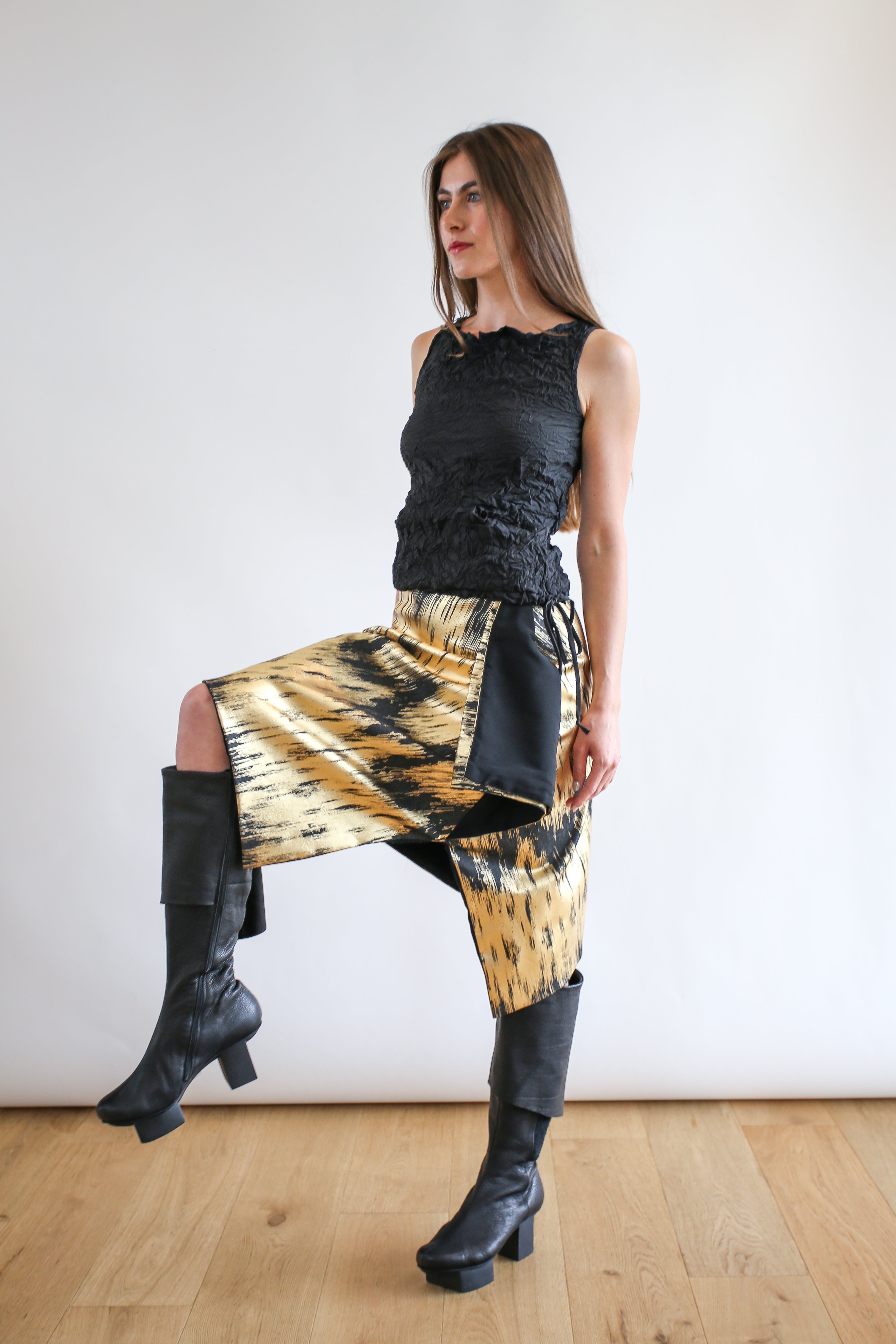 SALE Luxe Square Skirt | Black & Gold Zig Zag