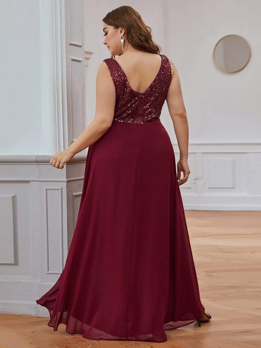 Sexy High-Low Maxi Chiffon Evening Dress with Sequin