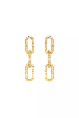 Signature 3-Link Earrings w/ Diamonds - 18k Yellow Gold