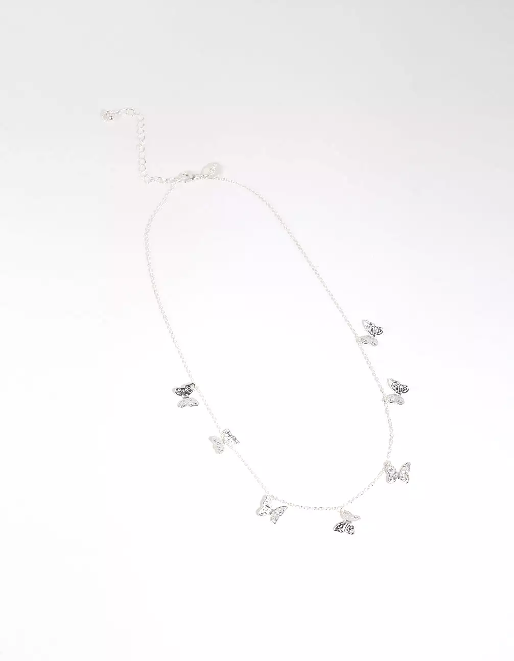 Silver Multi Butterfly Station Necklace