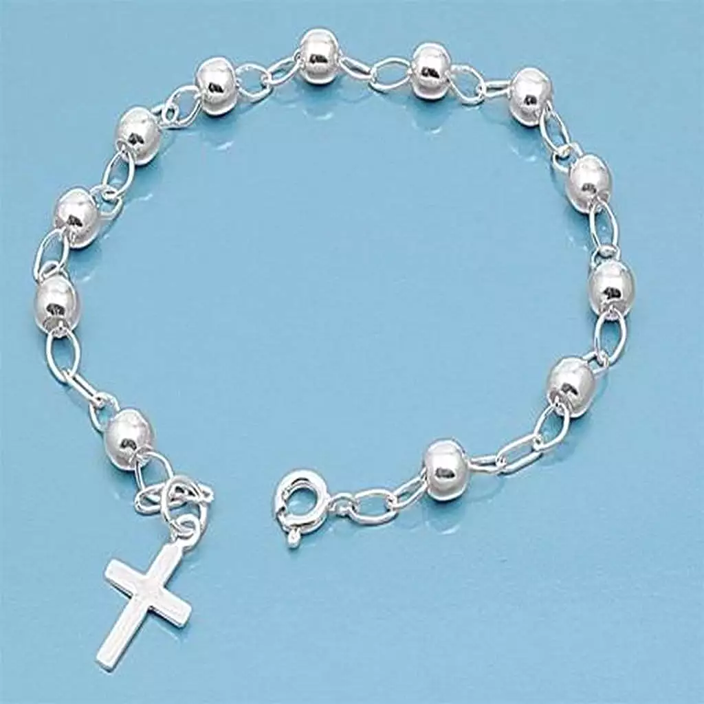 Sterling Silver 5mm Rosary Bracelet