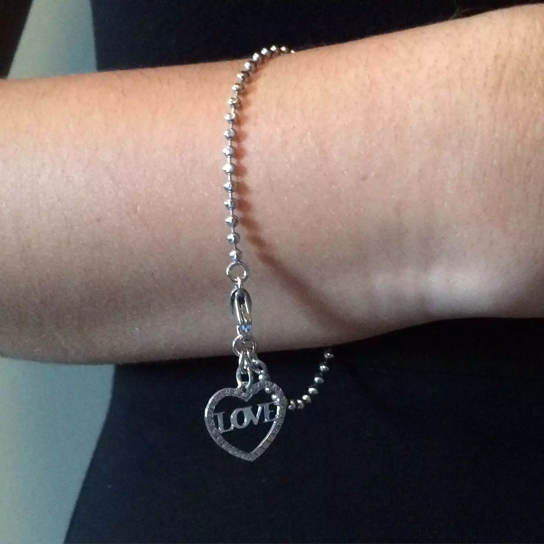 Sterling Silver Heart LOVE Charm Bracelet