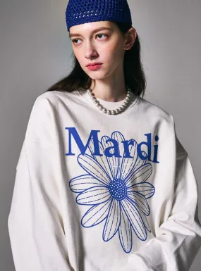 SWEATSHIRT FLOWERMARDI WHITE VIVIDBLUE