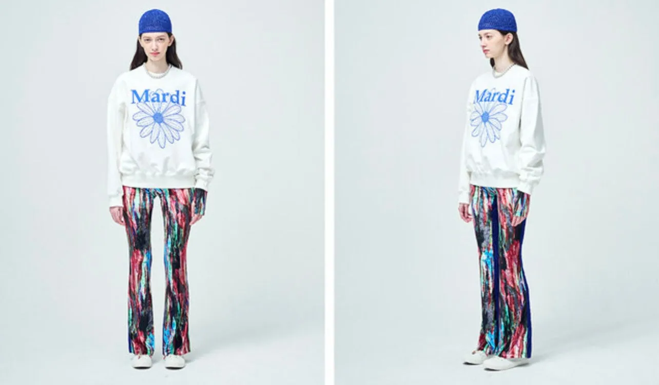 SWEATSHIRT FLOWERMARDI WHITE VIVIDBLUE