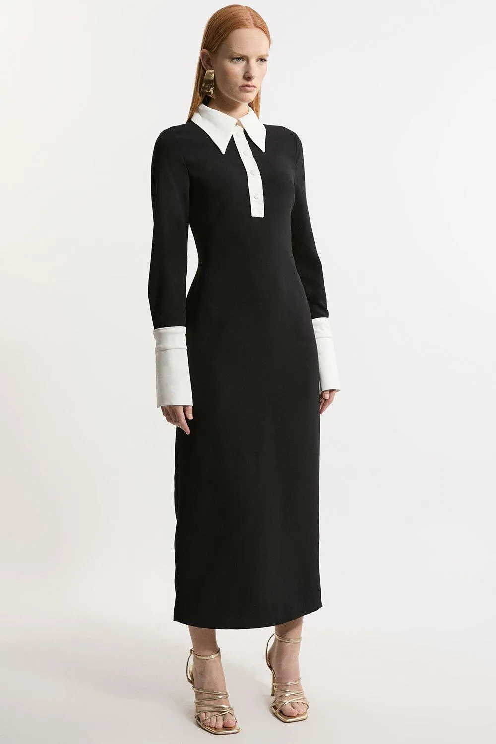 Tailored Crepe Pencil Midaxi Shirt Dress | Karen Millen