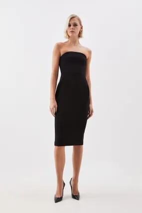 The Founder Compact Stretch Viscose Bandeau Pencil Tailored Midi Dress | Karen Millen