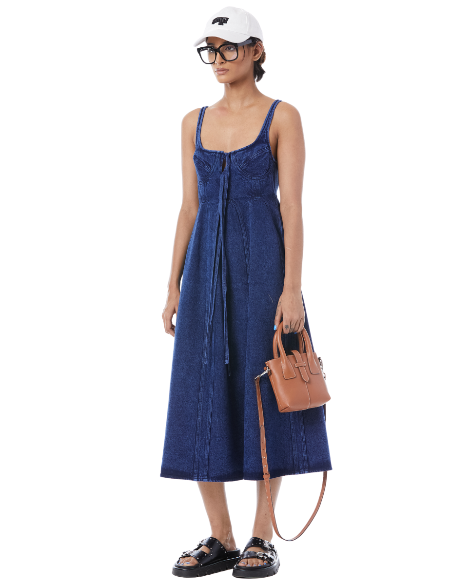 Tie Up Midi Dress Blue