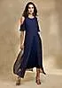 Together Navy Split Front Cold Shoulder Maxi Dress