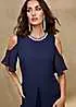 Together Navy Split Front Cold Shoulder Maxi Dress