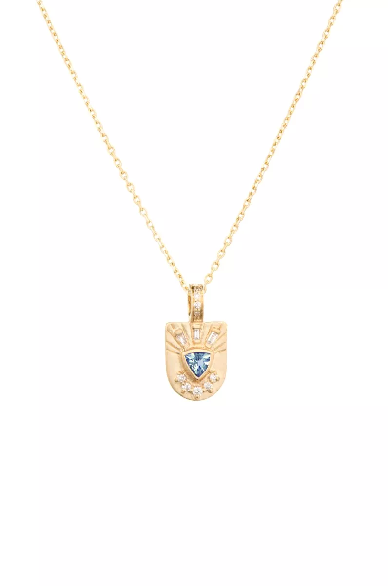 Trillian Totem Necklace - Aquamarine & Diamonds 14k Yellow Gold