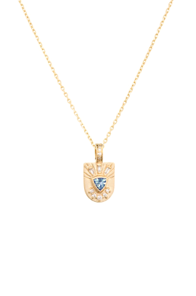 Trillian Totem Necklace - Aquamarine & Diamonds 14k Yellow Gold