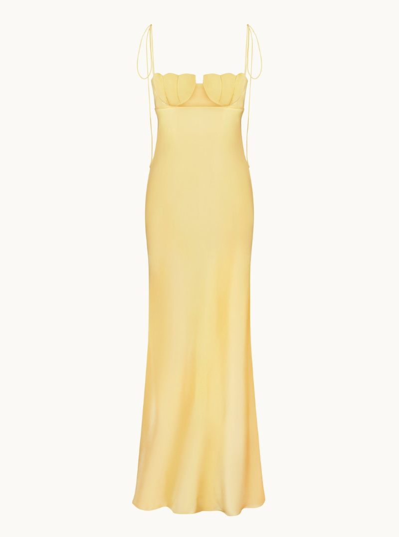 Tulip Maxi Dress in Lemon Yellow