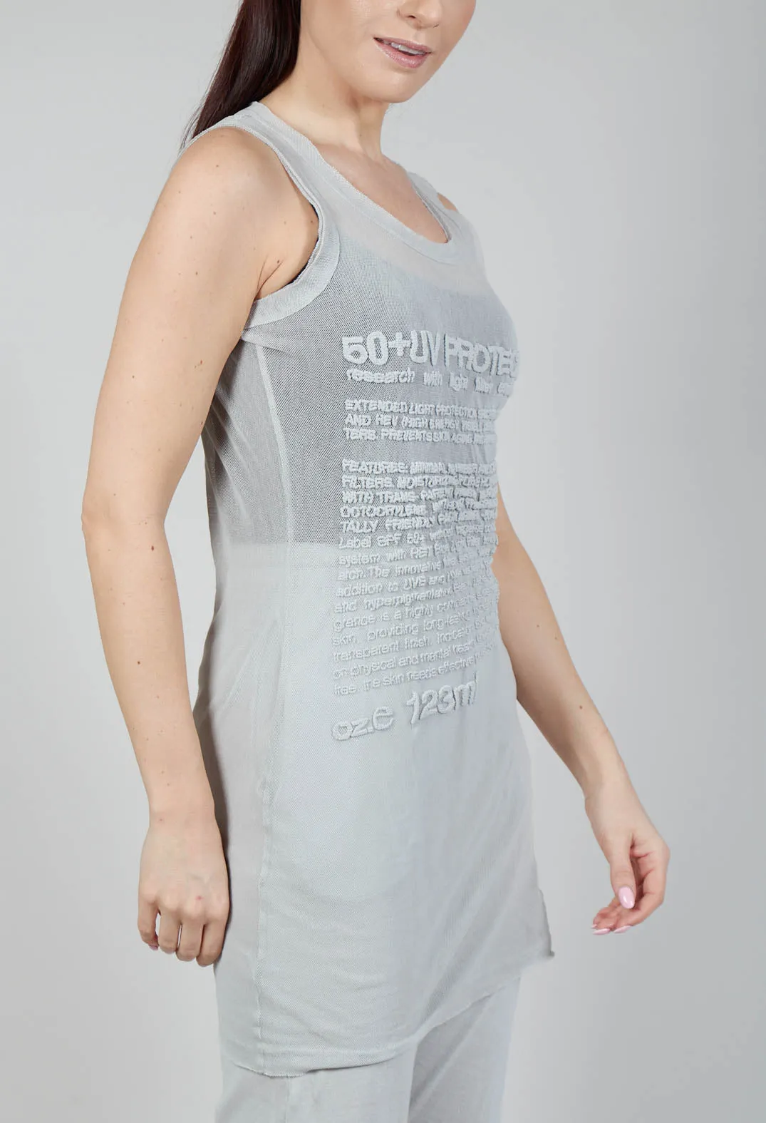 Vest Top with Lettering Motif in Grey Print