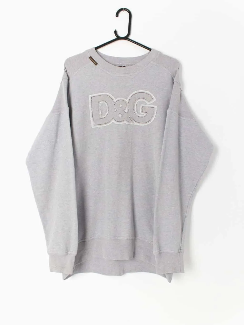 Vintage Dolce & Gabbana spellout grey sweatshirt with large embroidered textured logo – Large